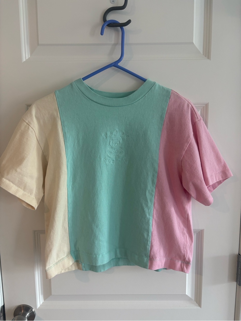 Teddy Fresh Pastel Colorblock Tee - Mint, Pink & Cream Crop Top